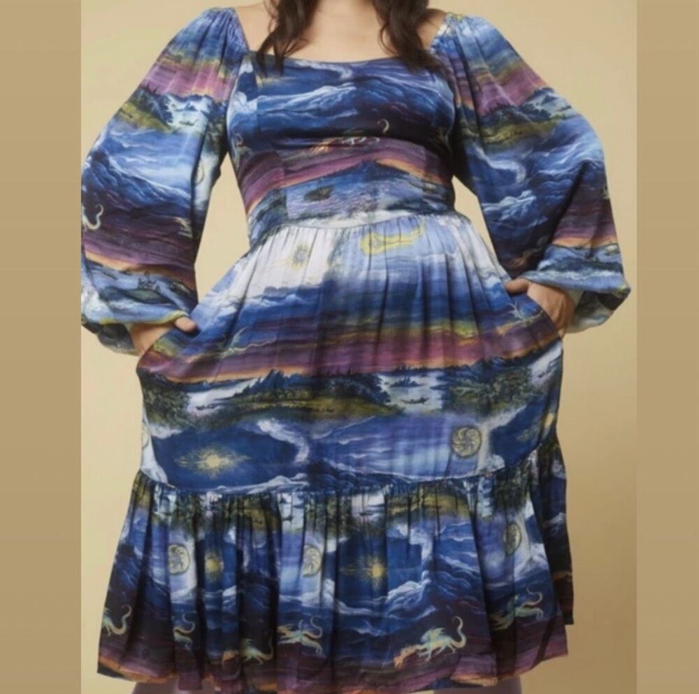Samantha Pleet Legend silk dress in dragon print size 2